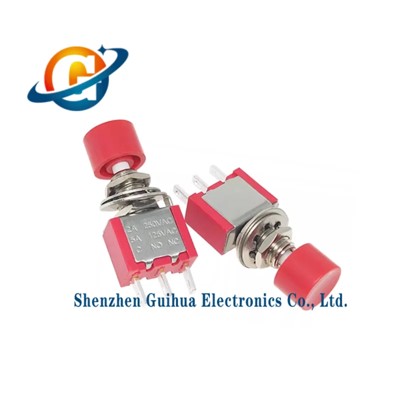 5 pieces PS-102/202 3/6-pin jog toggle switch with small red hat circular self resetting button switch DS612