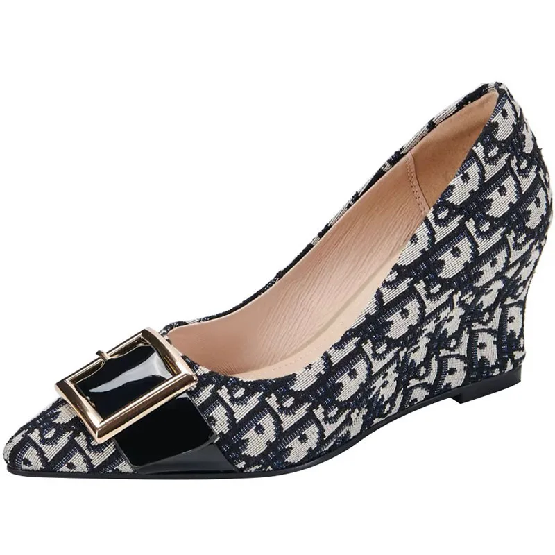Gorasion 2025 Summer New Women Wedge Heel Pointed Toe Pumps Shallow Mouth Elegant Fashion High Heel Stiletto Lady Handmde Shoes
