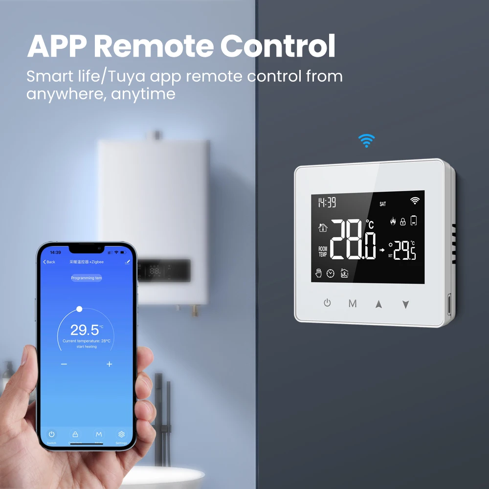 AVATTO Tuya WiFi/ZigBee Smart Thermostat, low Power แบตเตอรี่หม้อต้มแก๊สน้ําอุณหภูมิ Controller สําหรับ Alexa Google Home Alice