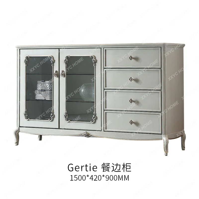 L light luxury simple solid wood dining edge glass wine cabinet display living room storage cabinet
