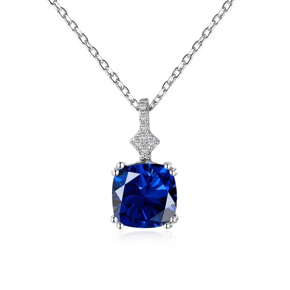 S925 Sterling Silver Necklace Diamond Cube Colored Zirconia High Grade Banquet Cross border Wedding Jewelry Ladies