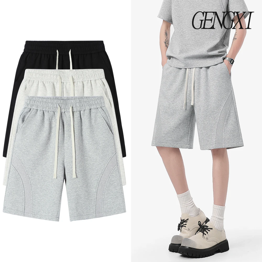 

Новые мужские шорты с деконструированным воздушным слоем — корейский стиль чистого кроя, летние повседневные прямые брюки с 5 точками — модная мужская одежда