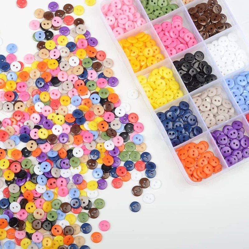 

100pcs 11.5mm Colours Double Eye Bread Button Round Resin Sewing Buttons Diy Scrapbooking Multicolour Handmade Ornament Buttons