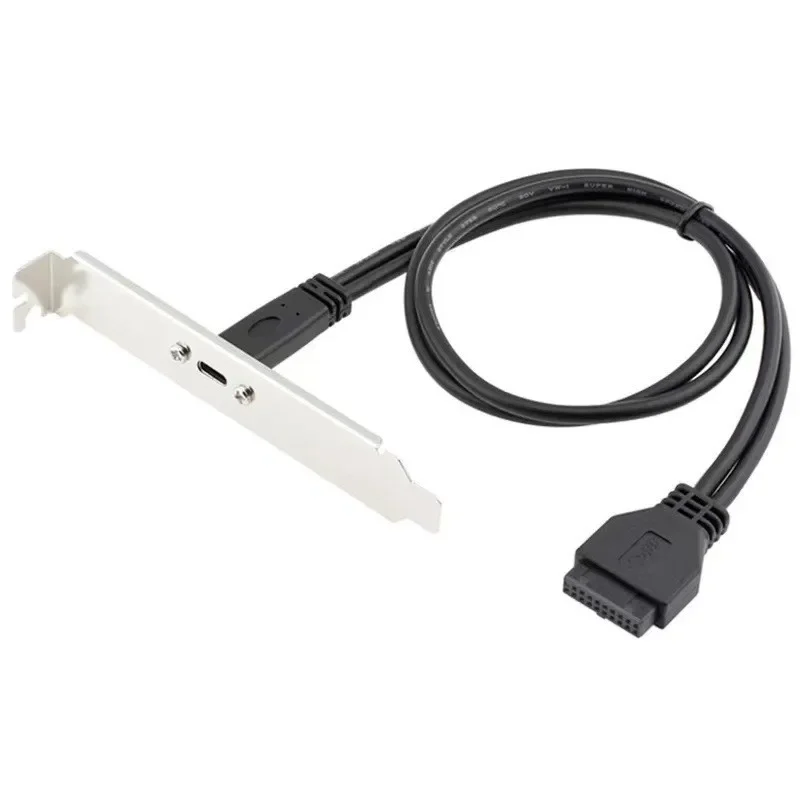 ADT-Link 20Pin IDC To Type-C PCI Female Data Cable Chassis Rear USB 3.0 Motherboard 19-Pin Baffle Adapter Cable Dual Sided 5G