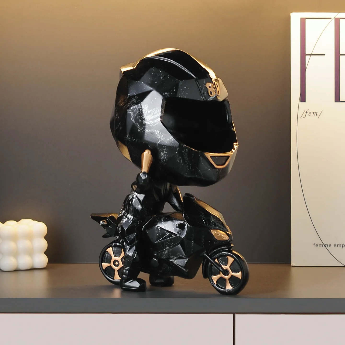 Entryway Key Holder Decoration, Brave Motorcycle Model Ornament for Doorway, Office Desk Decor for Men, Go Forward Design