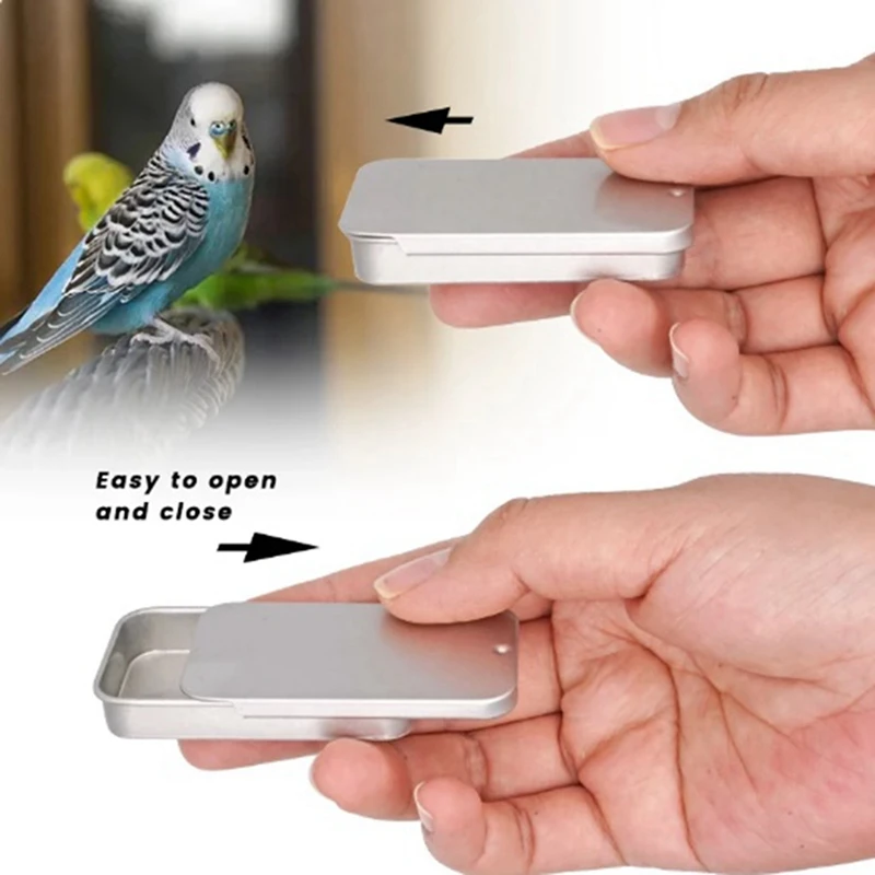 Mini Bird Training Food Box Hand-Held Parrot Feeder Feeding Box Training Food Jar Bird Interactive Toy Durable Silver