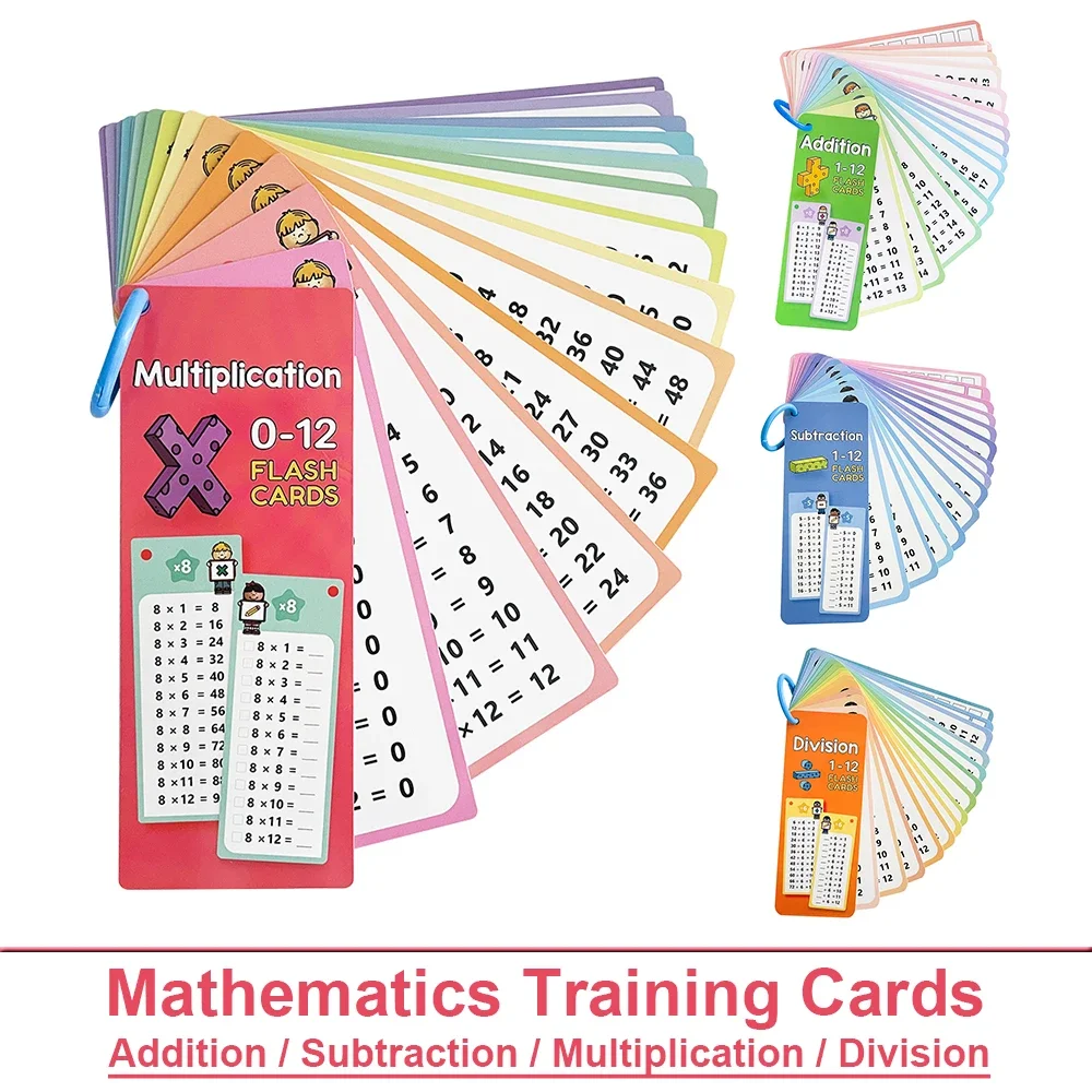 Beginners in 0-12 Mathematical Calculations Self Test Training Card, Maths Fact Learning Tools for Primary School Montessori