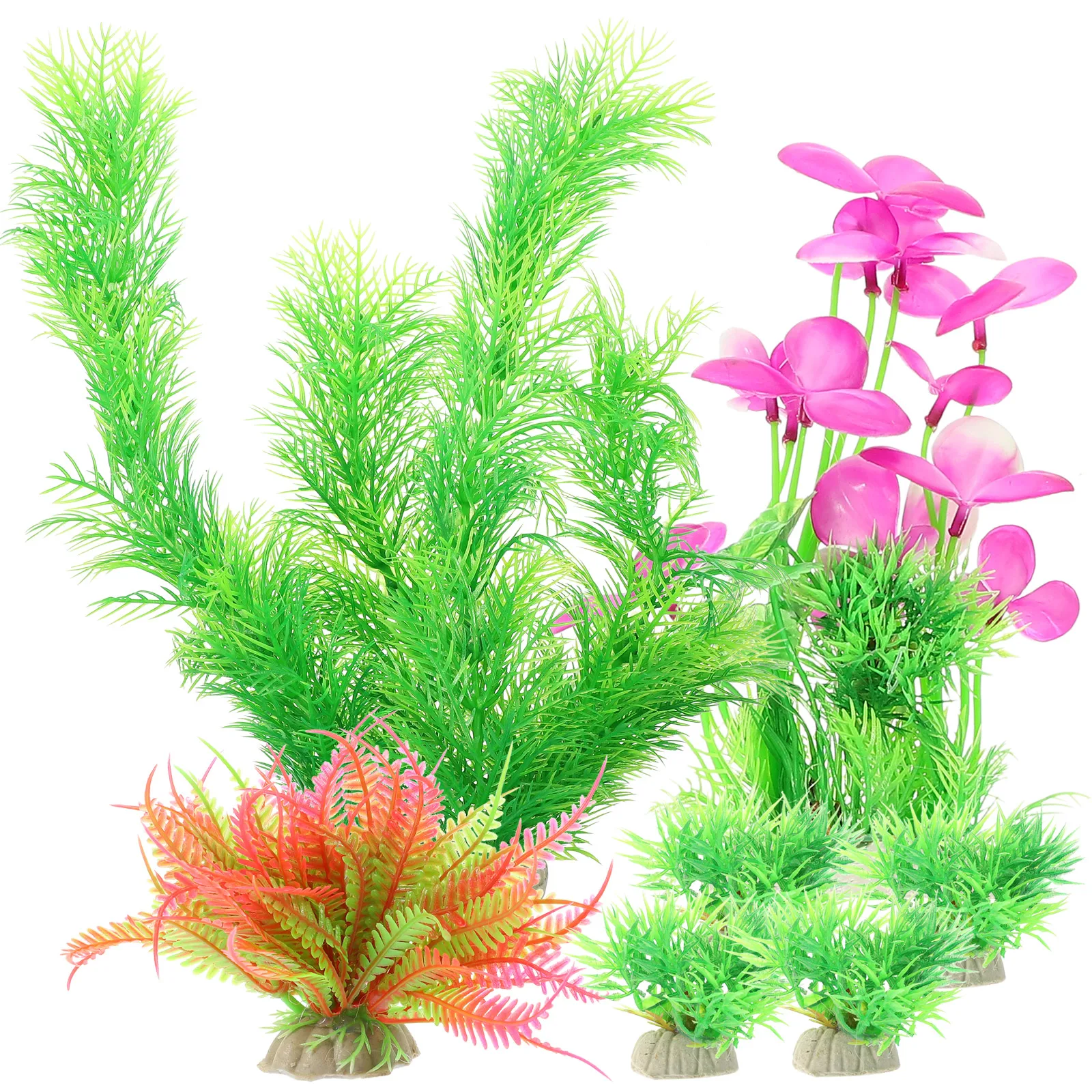 

7 Pcs Aquatic Decoration Fish Tank Landscaping Plastic Plants Fake Aquarium Artificial Water Faux