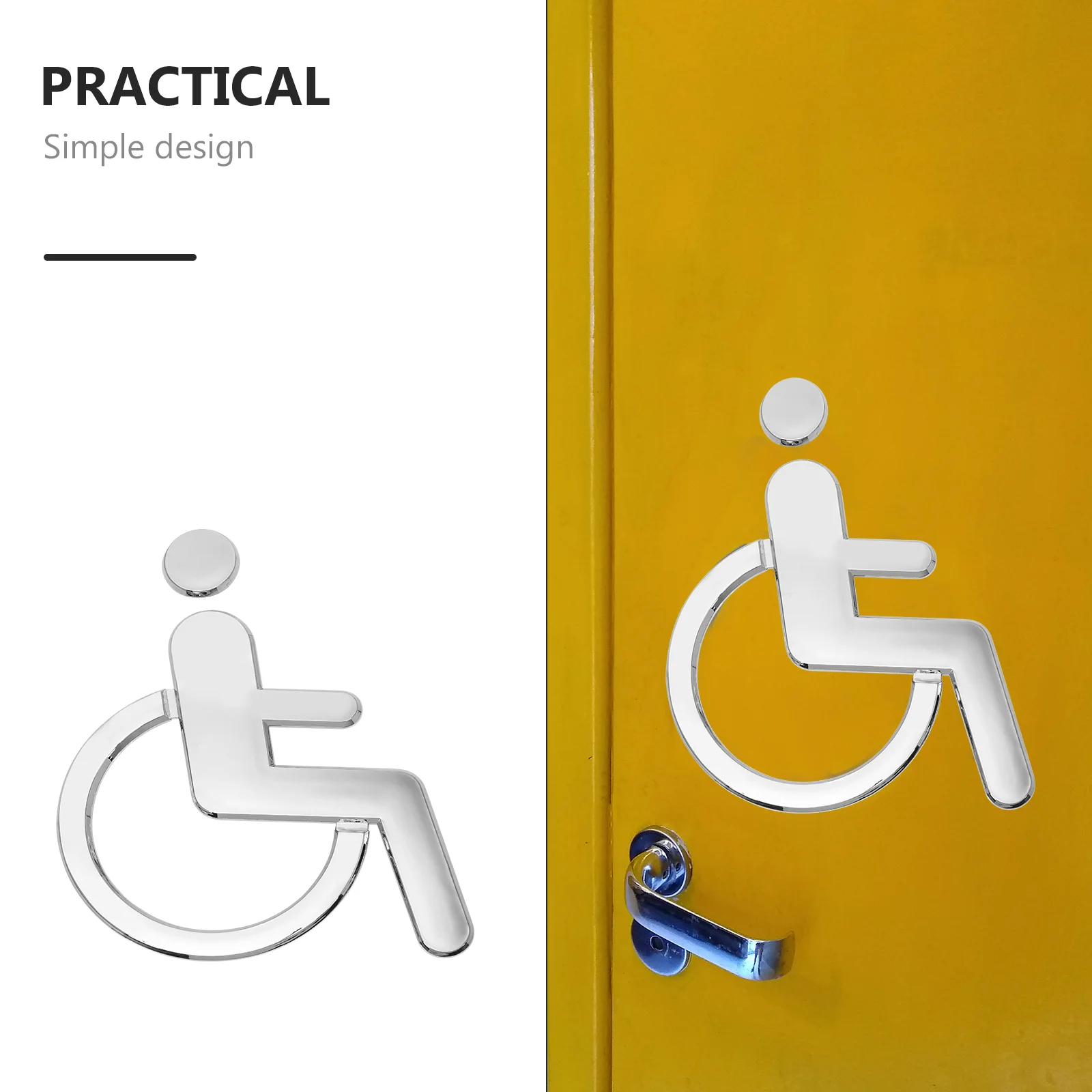 Disabled Sign Accessible Toilet Wheelchair Simple for Restroom Wall Sticker Handicap Abs