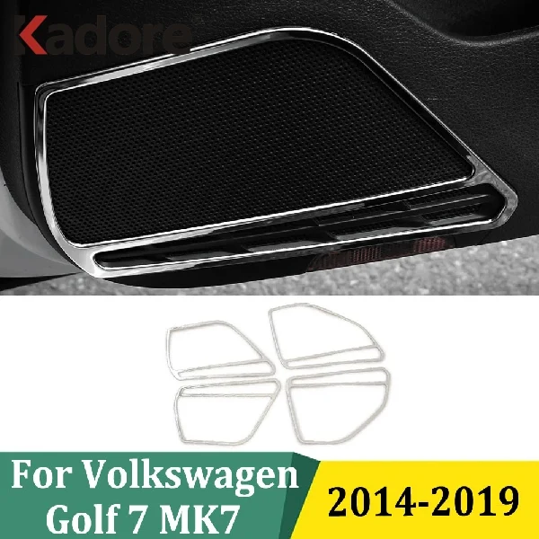 For Volkswagen Golf 7 MK7 2014-2019 Stainless Steel Front Door Speaker Audio Sound Loudspeaker Cover Trim Interior Accessories