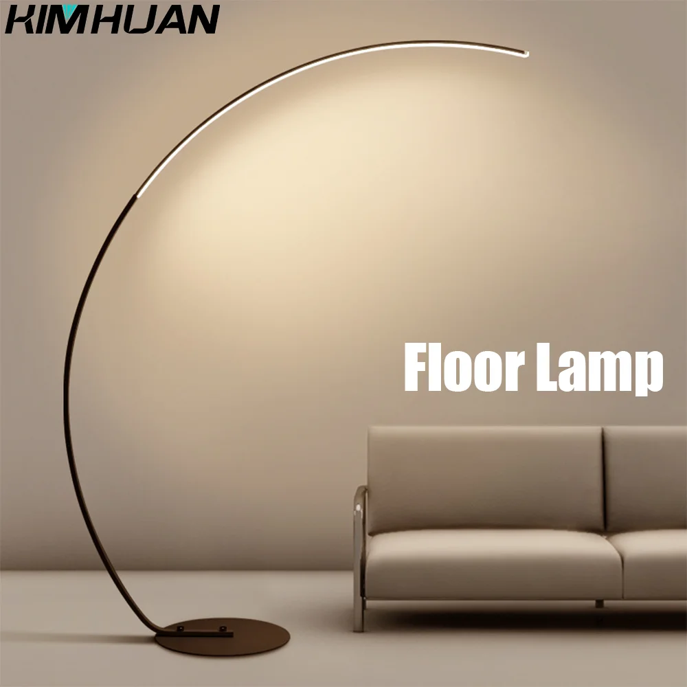 KIMHUAN-Lámpara en forma de C creativa Simple escandinava, sala de estar, sofá, dormitorio, sala de estudio, mesita de noche, lámpara LED de pie de Color cálido