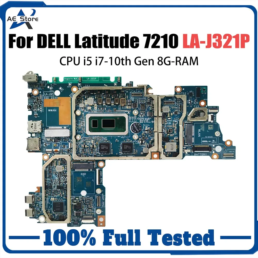 

LA-J321P Motherboard For Dell Latitude 7210 Laptop Mainboard 0CTKYT 09XR7X With i5-10310U i7-10610U CPU 8GB RAM