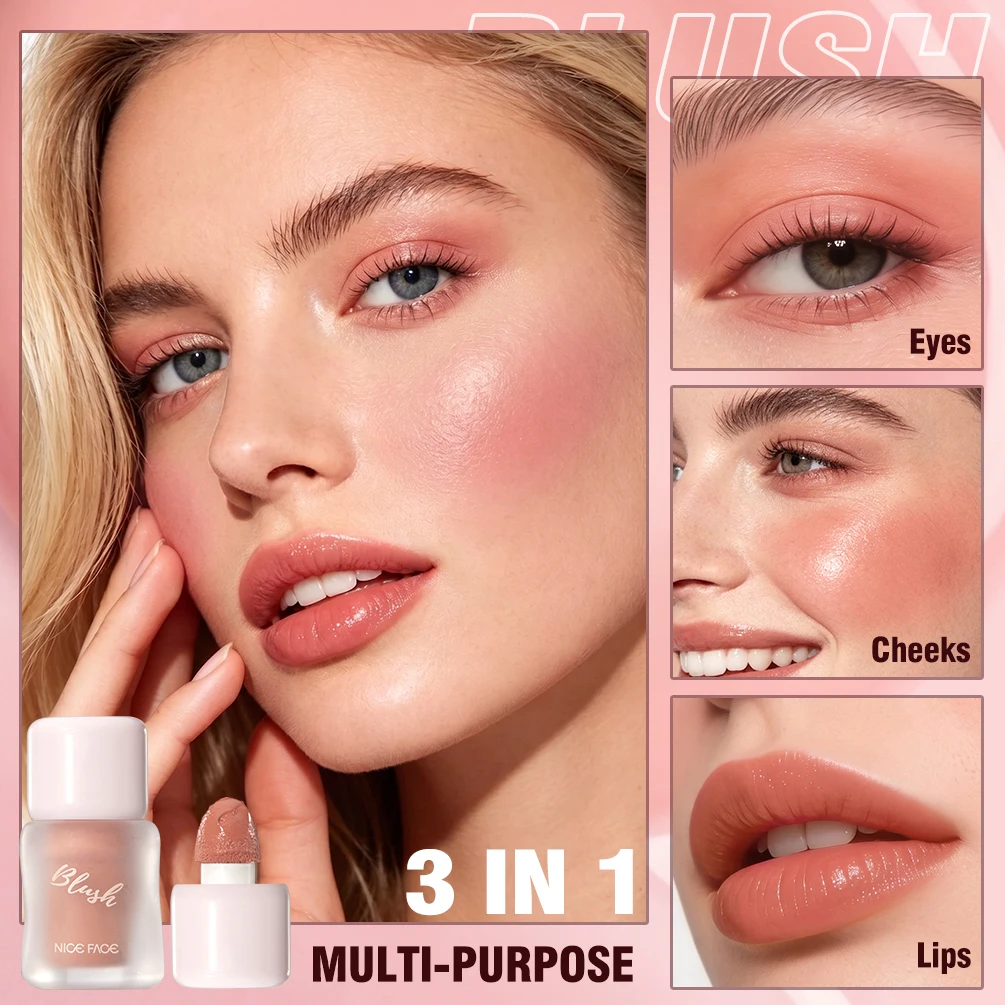 NICEFACE Liquid Blush Dual-use Lip And Cheek Balm Blush Lasting Cheek Color Natural Blusher Makeup Multi-purpose Blush Eyeshadow