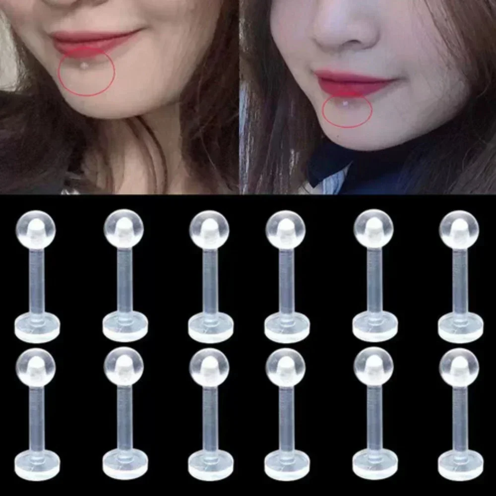 Bulk Multi Bar Length Acrylic Monroe Lip Labret 3mm Ball Cone Lip Stud Tragus Ear Piercing