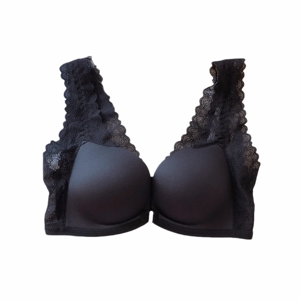 

Lace Lace Front Buckle Bra Beauty Back Bra Gather Seamless Wireless Deep V Bra Lingerie Small Chest Anti-sagging