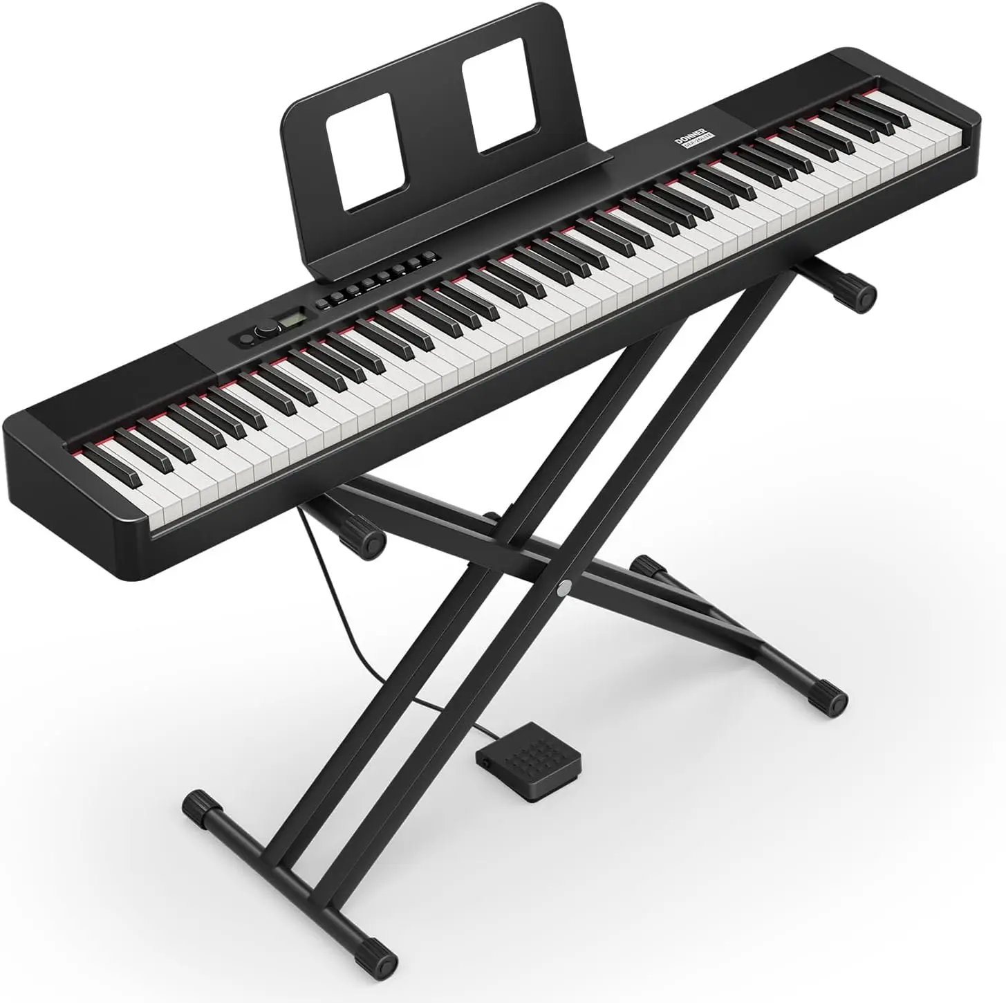 Lite Beginner Digital Piano 88 Key Weighted Full Size Keyboard, Portable Electric Piano Set with Stand, Sustain