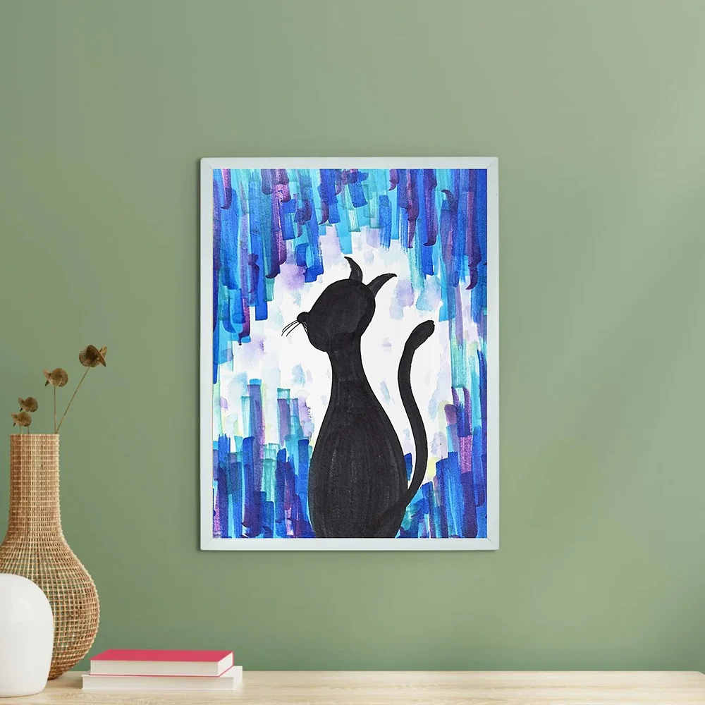 القط الرسم على لوحات القماش الجدارية الحديثة مجردة الحيوان ديكور غرفة المعيشة المنزلي ديكور غرفة نوم هدية #6