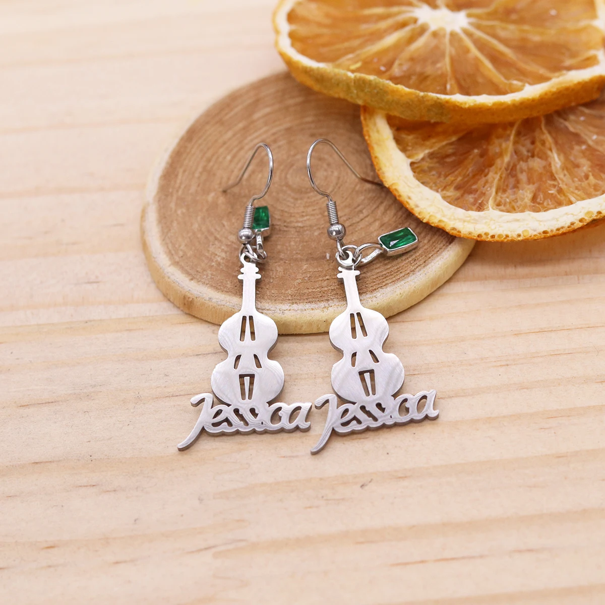 Todorova 1Pair Customizable Name Rock Music Earrings, Guitar/Violin Design Drop Earrings, Jewelry Gifts for Women Girls