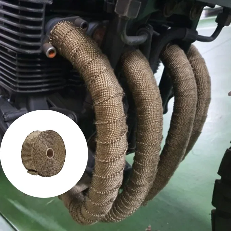 عالية الجودة دراجة نارية العادم الحرارة التفاف ارتفاع درجة الحرارة العزل الشريط الخمار درع 2.5 سنتيمتر x 5 متر العلاقات الصلب