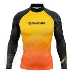 Hot Men's Long Sleeve Pro Surfing Shirt Beach Sun Screen Surf Tops Rashguard UV Protection Swimwear UPF50+ RIGHTTRACK Clothes