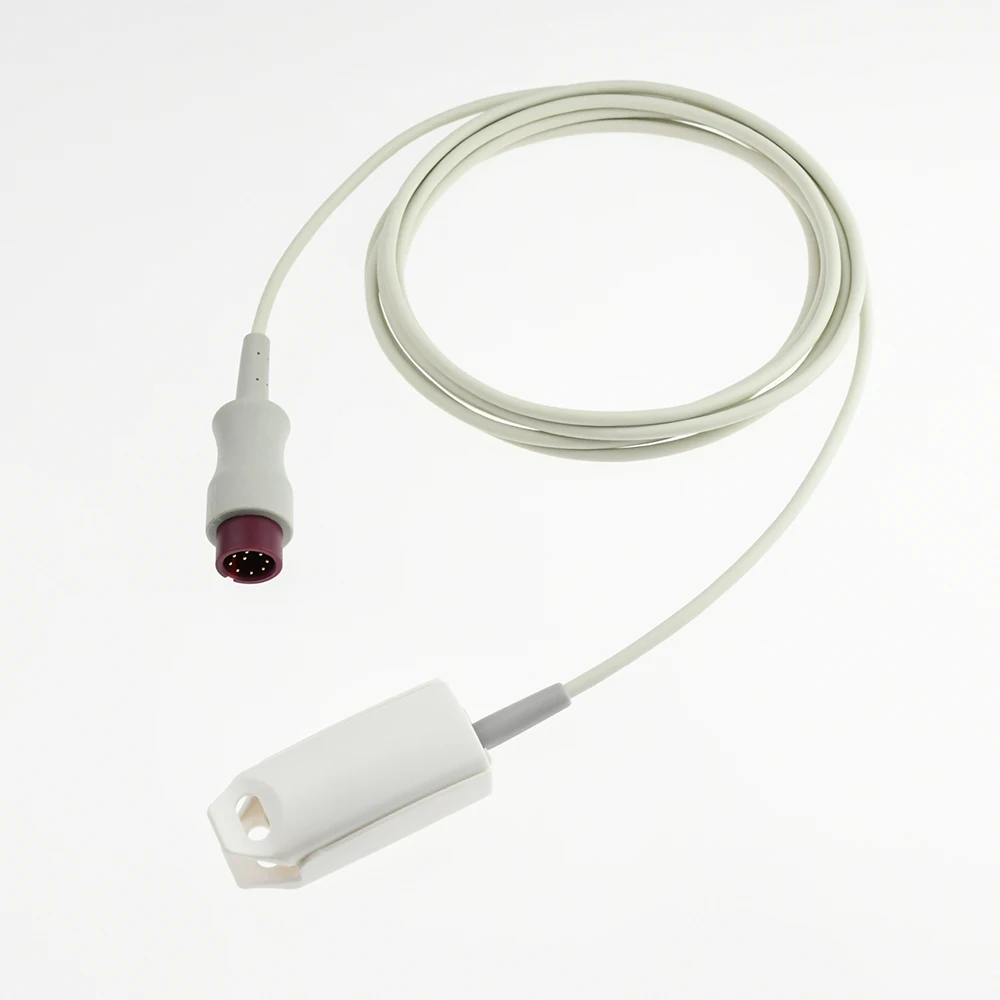 كابل طويل للكبار بمشبك إصبع Slicone Spo2 لجهاز مراقبة المريض التناظري من سلسلة Biolight S