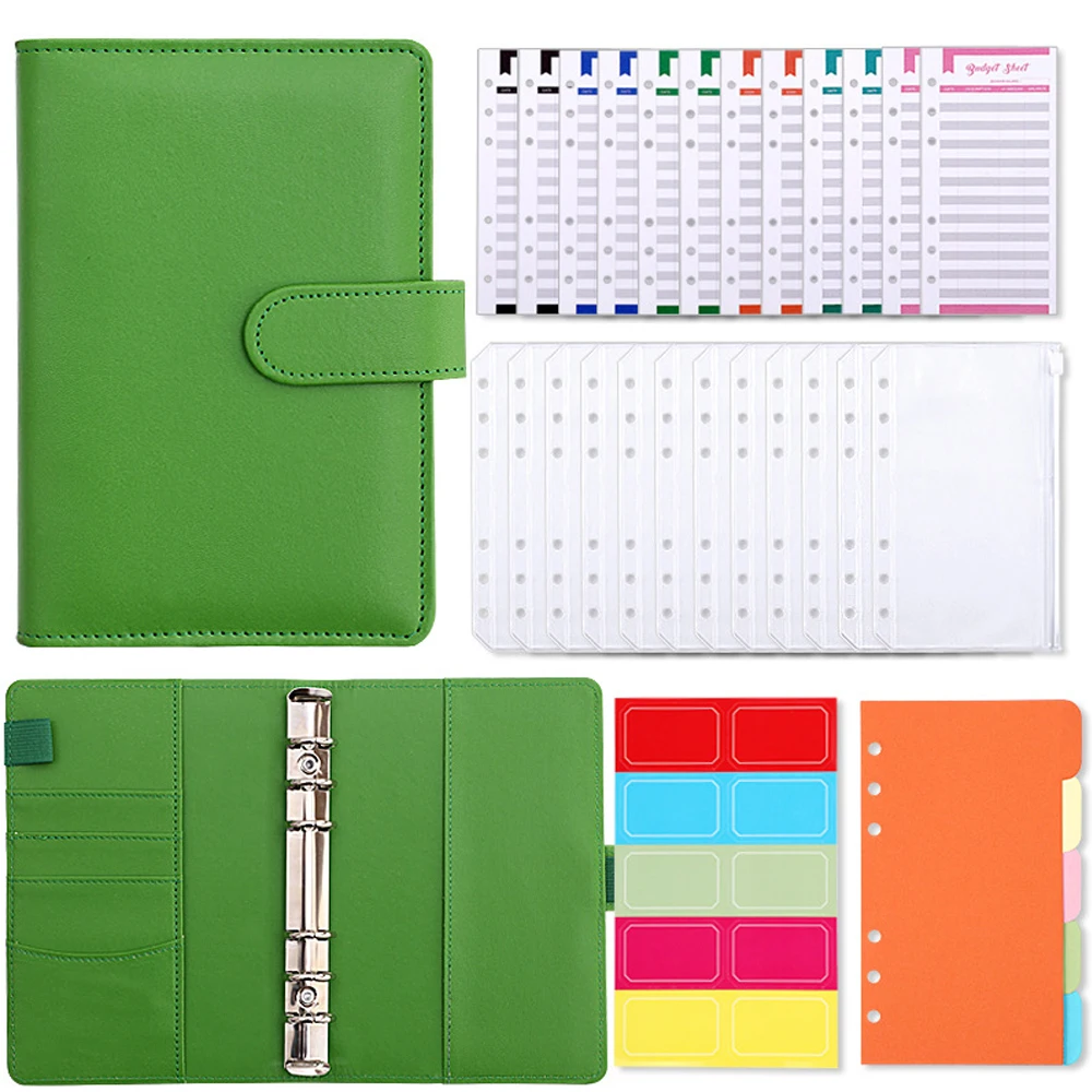 Good Budget Planner Notebook Covers Folder Colored 6 Hole Binder Pockets Plastic Binder Zipper Money Saving Envelope A6 Binder