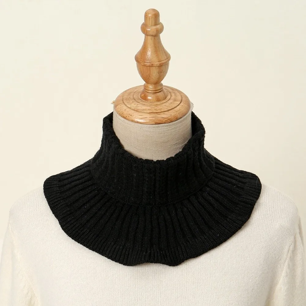 New Knit Turtleneck Dickey Collar Solid High Neck Knitted Neck Warmer Warm Layering Pullover Turtleneck Collar Bib For Women