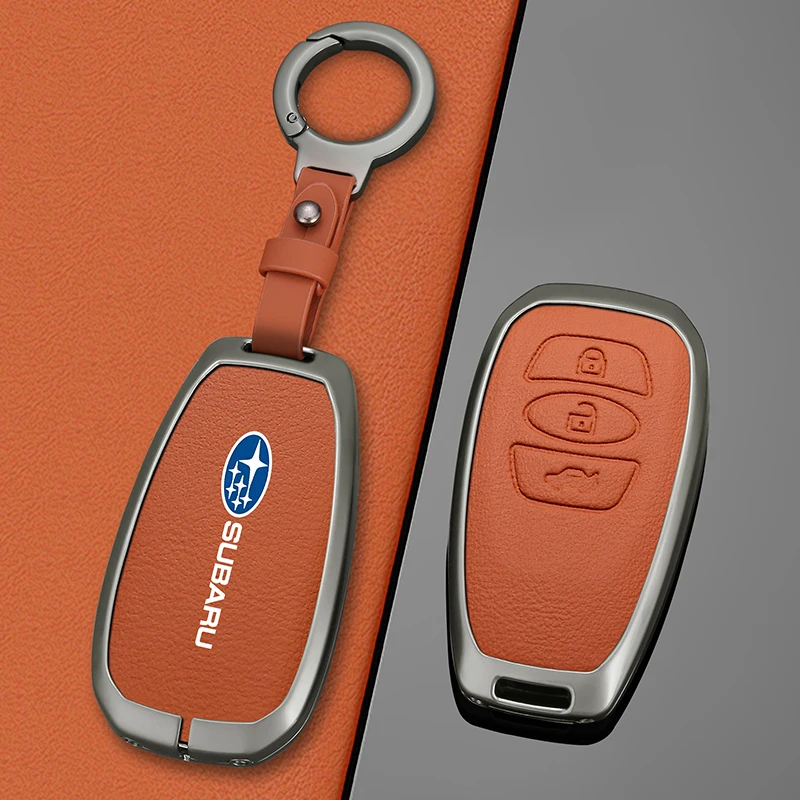 

For Subaru WRX XV Crosstrek Legacy BRZ Forester Impreza STi Outback Zinc Alloy Leather Car Remote Key Case Cover Accessories