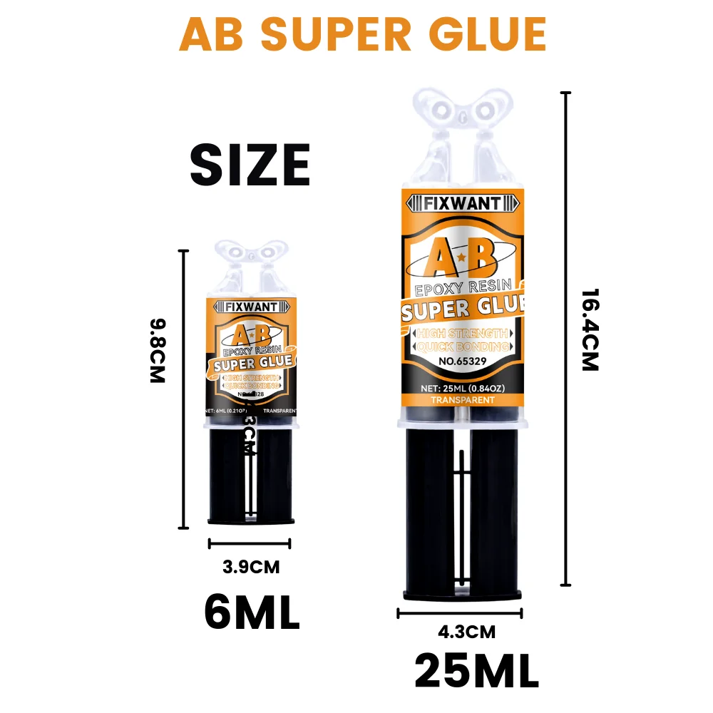 Epoxy Resin AB Glue Transparent High Strength Waterproof Multi-Purpose Heat Resistant Metal Ceramic Glass Adhesive 6/25ML