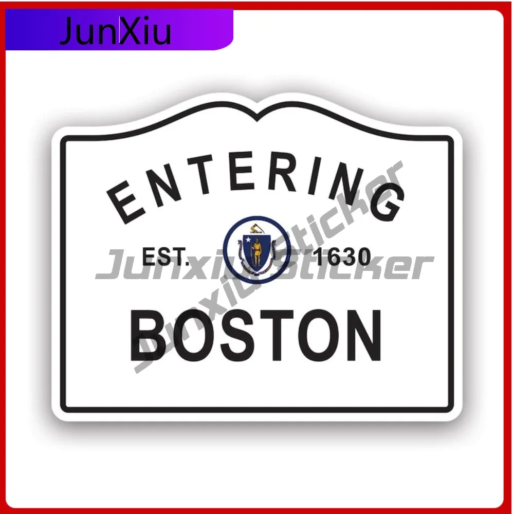 

Minimalist Entering Boston Sign Sticker Decal American Made Uv Protected Highway Road Est 1630 Massachusetts Mass Unique