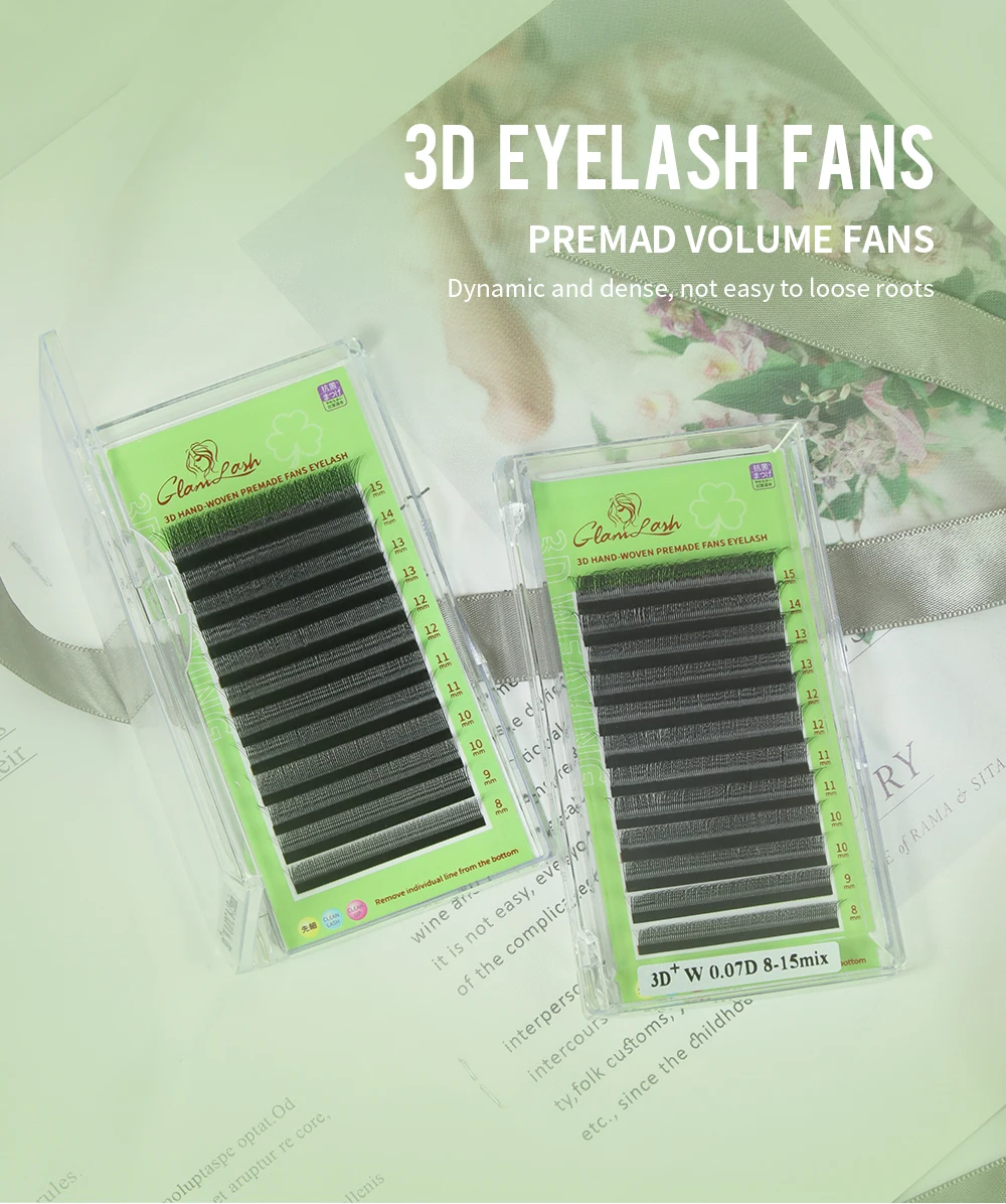 GLAMLASH 3D4D5D6D7D8D W Wimpern C/D/L/LU/M Vorgefertigte Volumenfächer Braune Wimpernverlängerungen Natürlich weich – Detail 10