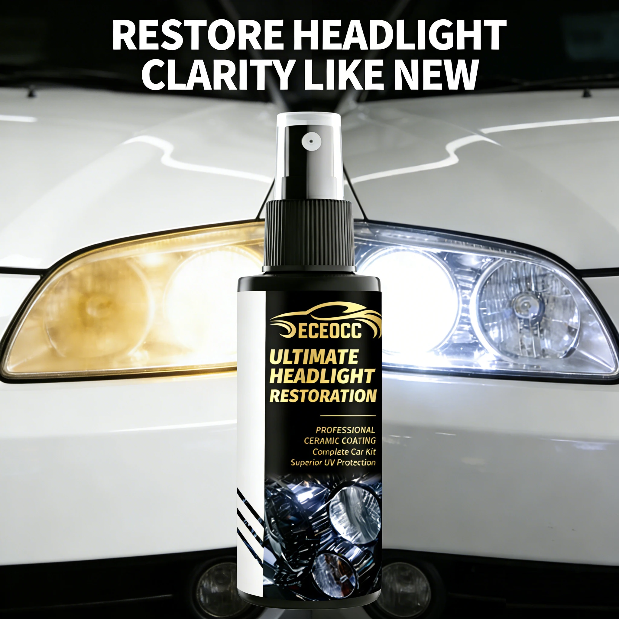 Powerful Headlight Restoration Liquid, Car Light Cleaner Repair Agent, Fix Yellow Hazy Foggy Headlights