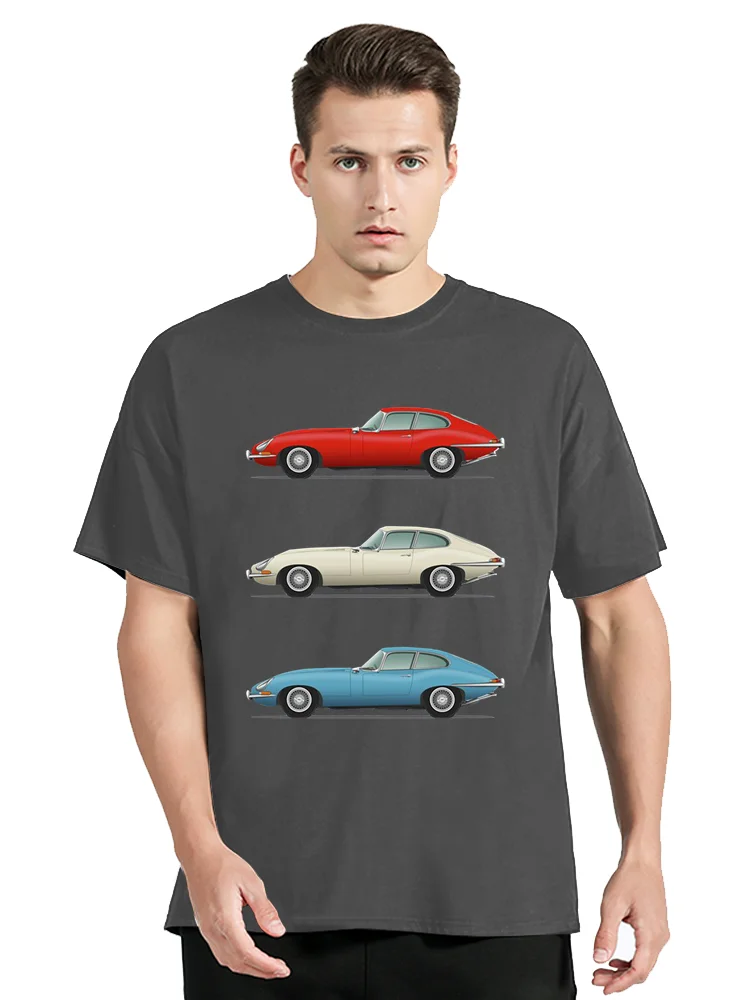 Jaguar E Type Fixed Head Red White And Blue Steve H Clark Photography T-shirt Car Moto Men T Shirt Oversized Casual Tshirt Tops