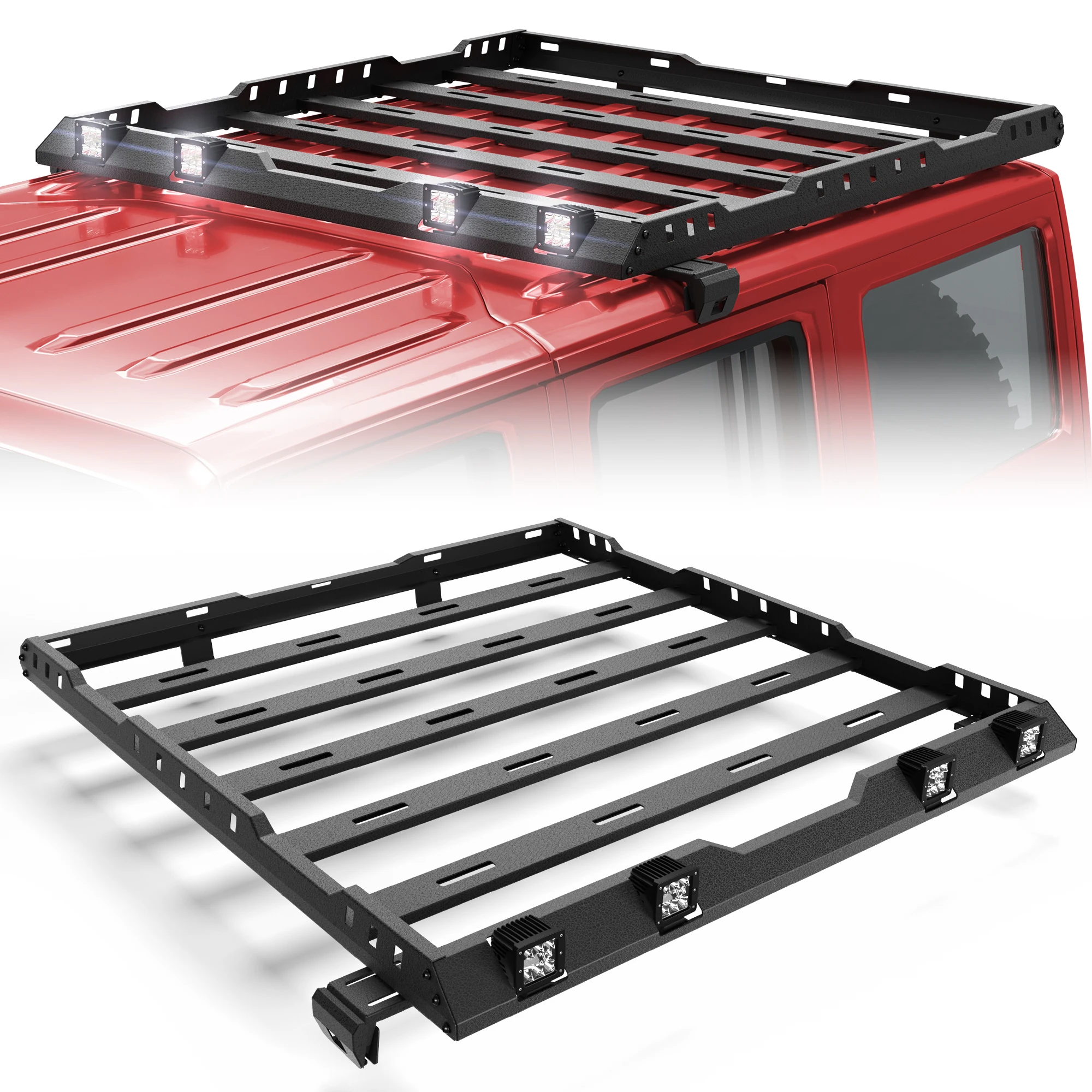 

Roof Rack Cargo Basket Compatible for 2007-2018 Jeep Wrangler JK Unlimited 4-Door Hardtop Carbon Steel Powder Coat