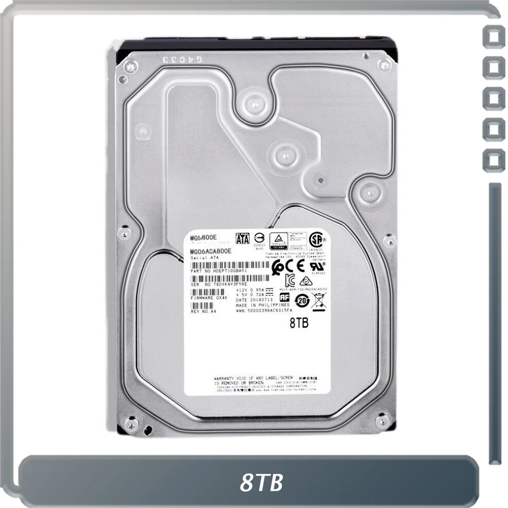 8TB For Server Desktop Hard Disk  MG06ACA800E Hard Drive 7200 RPM SATA 6Gb/s 256MB Cache 3.5inch HDD