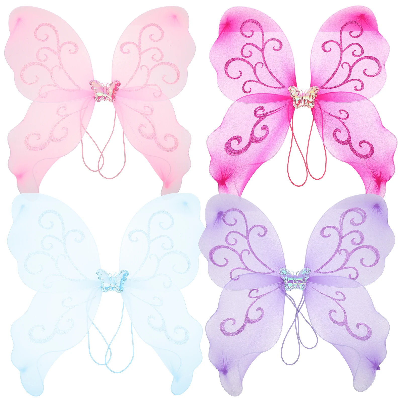 

4pcs Fairy Wings Butterfly Angel Costume Props for Blue Purple Pink Maroon Dress up Role Play Party Supplies