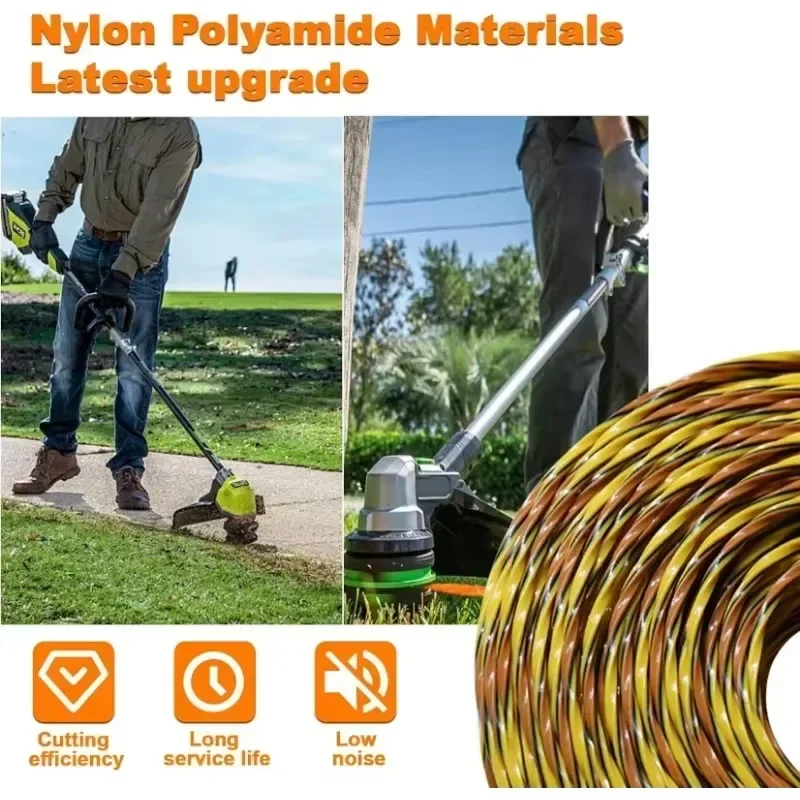 2.4MM*5M/10M/15M Nylon Grass Trimmer Line Square Twist For Brush Cutter Brush Cutter Colorful Rope  Lawn Mower Accessory
