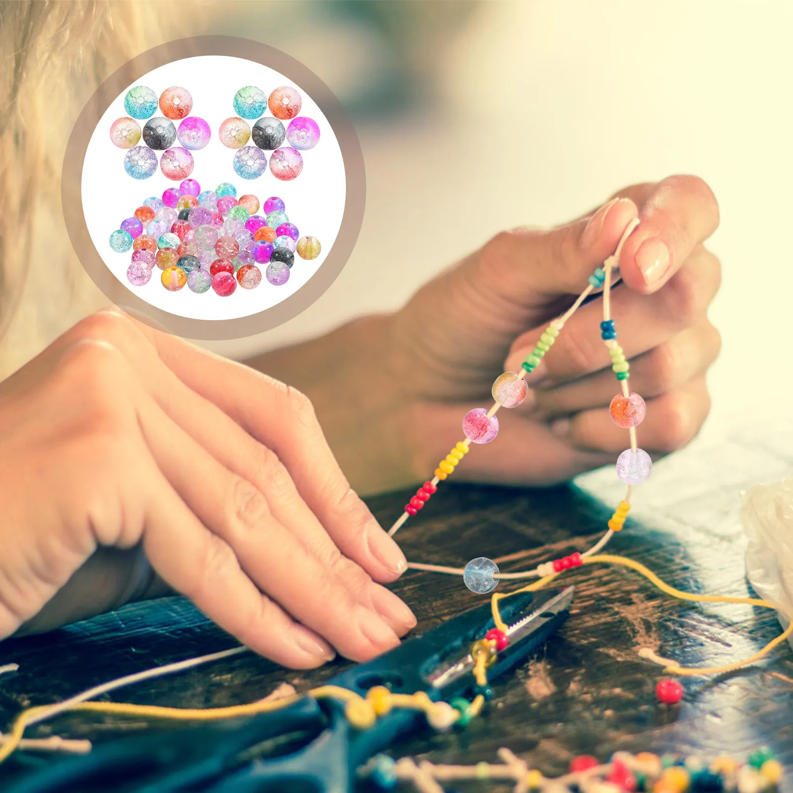 

150 шт. стеклянных бусин для изготовления украшений, круглые, хрустальные, россыпью, для браслетов, разделители