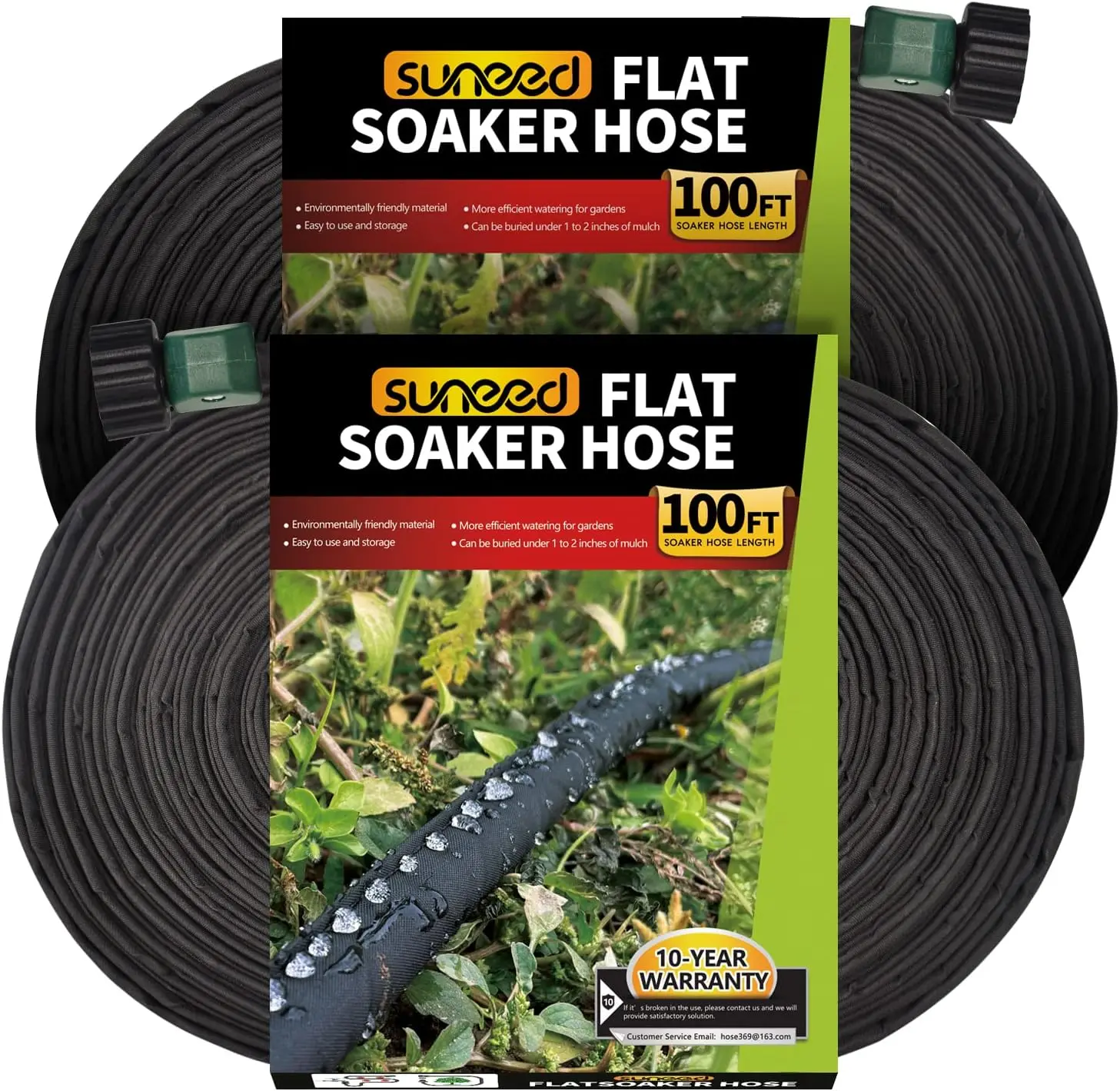 

100 ft Flat Soaker Hose 2-Pack for Efficient Garden Watering, Durable & Easy to Install