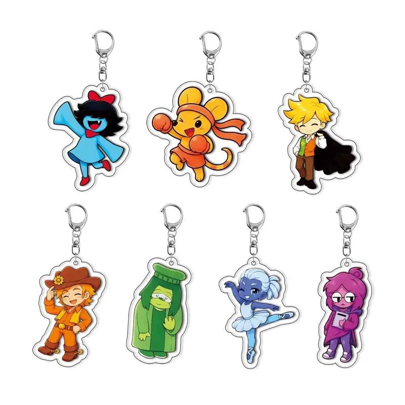 Deltarune Seven Colored Flowers Acrylic Keychain Flowery Aqua Yellow Seth Game Character Keyring Bag Pendant Gift for Game Fans