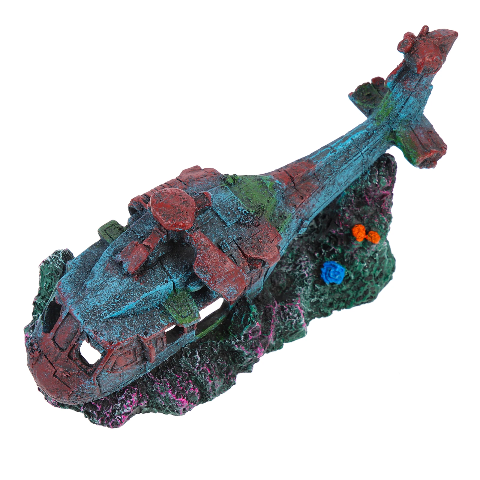 

Resin Aquatic Crafts Aquarium Fish Tank Accessory Artificial Plane Sky-blue Scenery Decoration Fighter Tank Landscape Durable