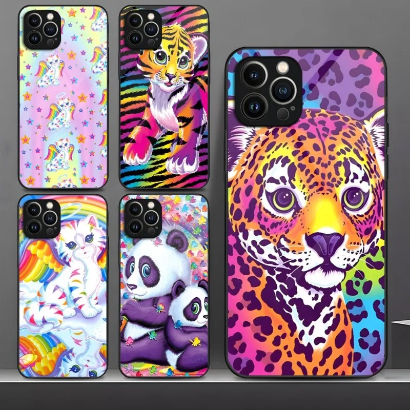 Lisa Frank Art Phone Case Tempered Glass For IPhone 13 12 11 14 Pro Max Mini X XR XS 8 7 6s Plus SE 2020 Cover