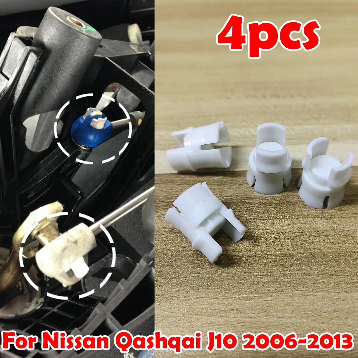 

4PC Gearbox Shift Cable Linkage Control Bushing For Nissan Qashqai J10 2006-2010 2013 Gear Shifter Lever Selector End Rod Joint