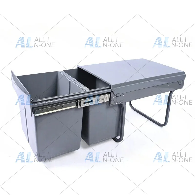 Invisible storage 400 cabinets, cabinets, iron shelves, pull-out classification 2 × 15L embedded plastic double can trash can