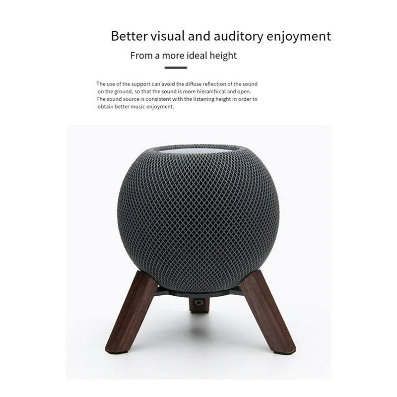 2X Dudukan Kayu Asli untuk Homepod Mini Dudukan Kayu Tripod dengan Bingkai Logam Speaker Mini Pod Rumah Well-AB01