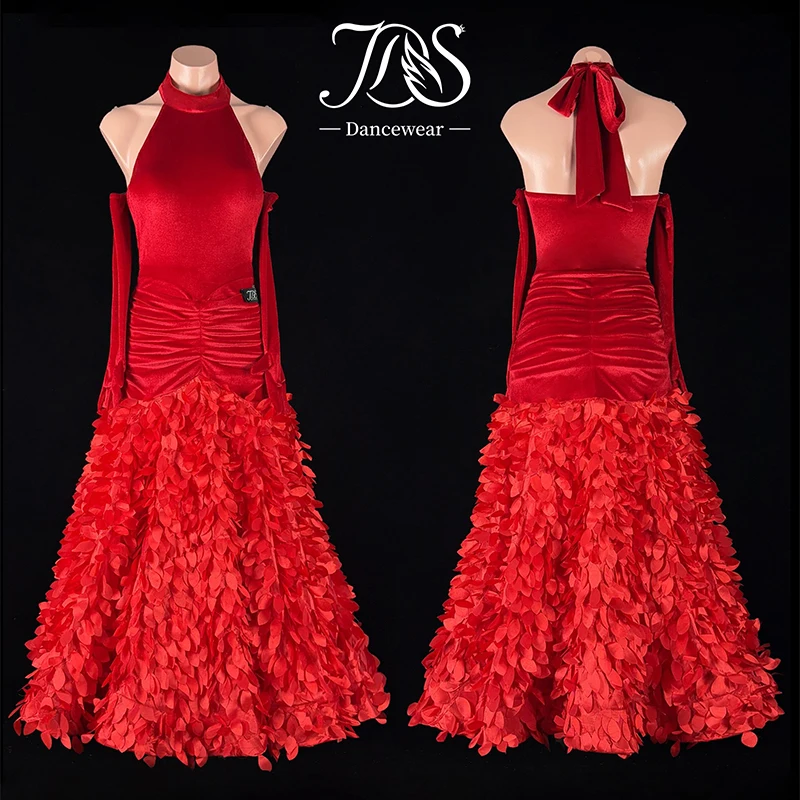 High End Waltz Dance Dress Women Ballroom Dance Competition Dress Prom Costume Ladies White Black Red Long Dress Adult BL20311