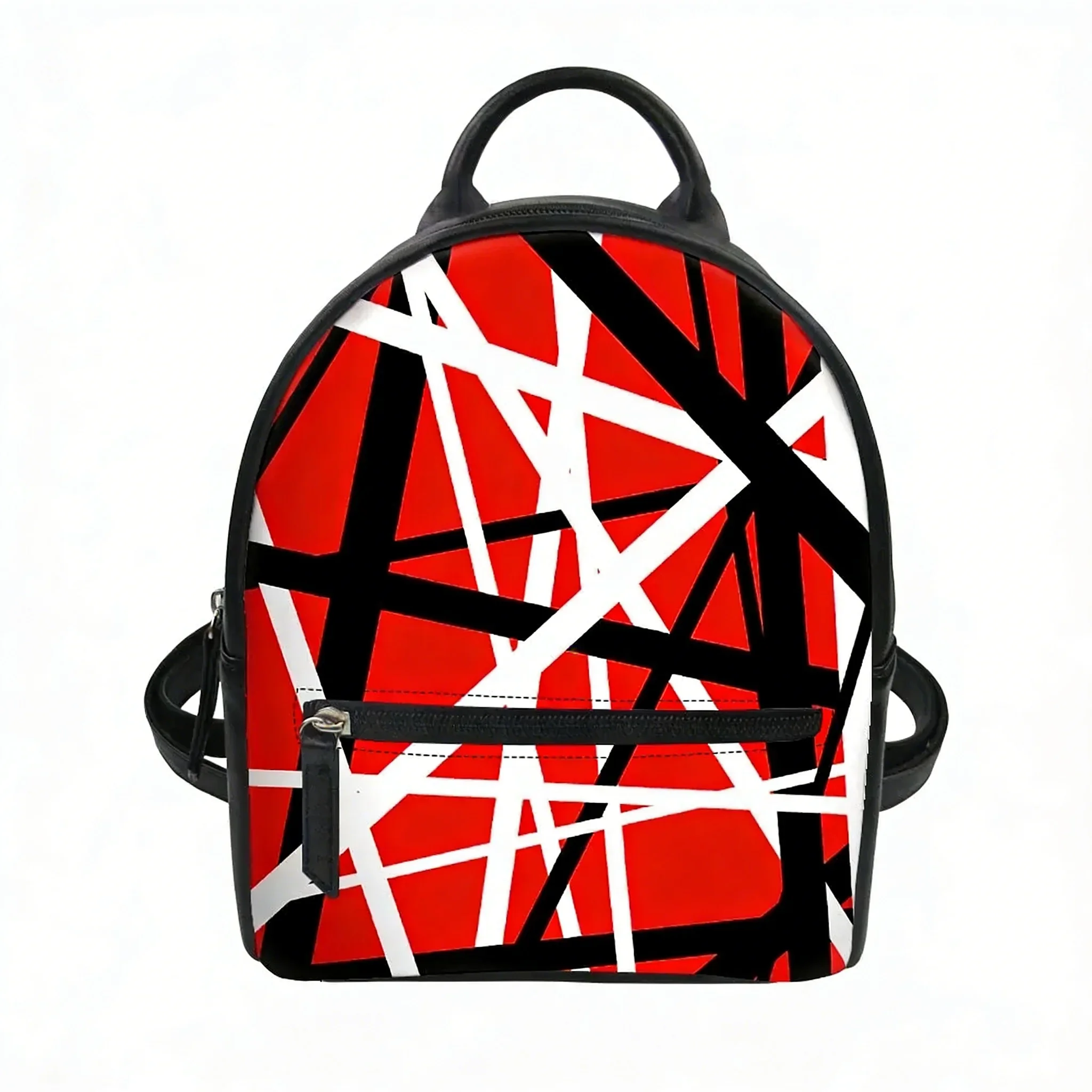

Van Evh 5150 Stripes Halen Rock Band Custom Backpack Purse Women Schoolbags Double Shoulder Bag Mini Daypack Leather Travel Bag