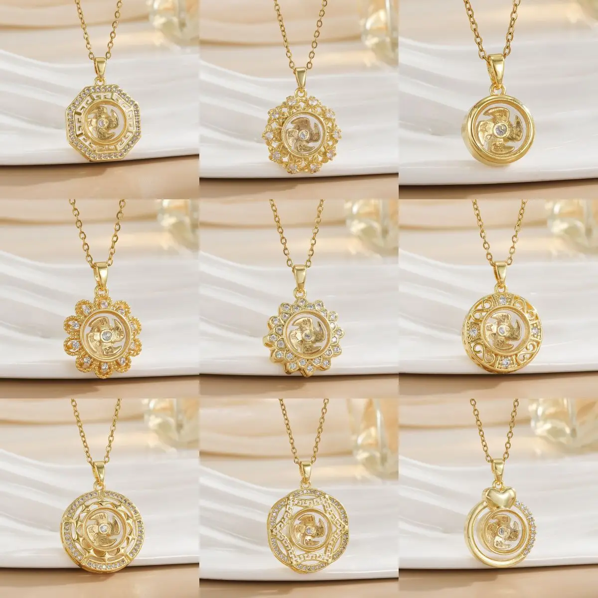 

Women Spring Wind Spinning Titanium Steel Necklace Fashion Gold Color Jewelry Accessories