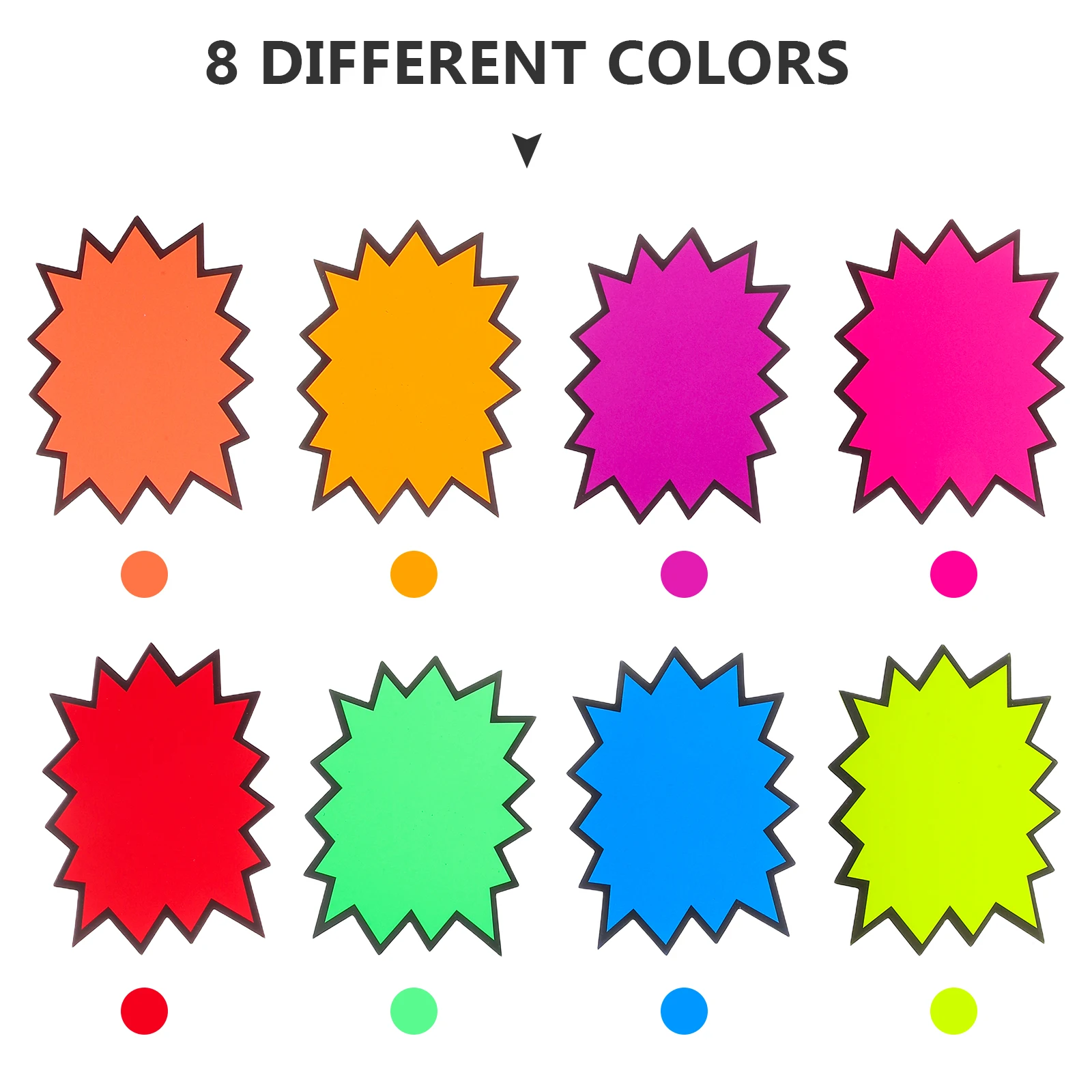 Etichette dei prezzi da 80 pezzi Carte vuote con design a scoppio fluorescente accattivante per etichette per cartelli di vendita per esposizioni commerciali al dettaglio Etichette per vendita al dettaglio vuote