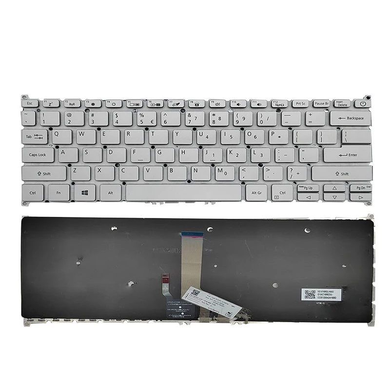 New Silver US Layout Keyboard With Backlight For Acer Swift SF314-42 SF314-42-R5NF N19C4 N19H4 SF314-57G-52XG